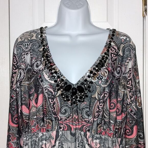 Boston Proper embellished collar tunic Sz L - Picture 3 of 6